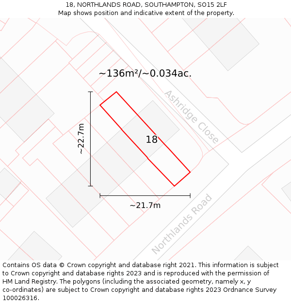 18, NORTHLANDS ROAD, SOUTHAMPTON, SO15 2LF: Plot and title map