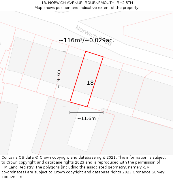 18, NORWICH AVENUE, BOURNEMOUTH, BH2 5TH: Plot and title map