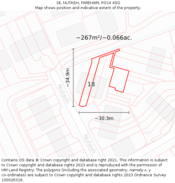 18, NUTASH, FAREHAM, PO14 4SG: Plot and title map
