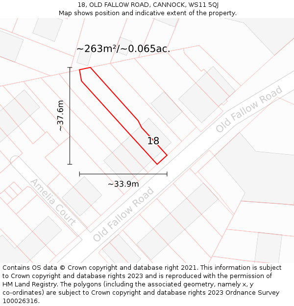18, OLD FALLOW ROAD, CANNOCK, WS11 5QJ: Plot and title map