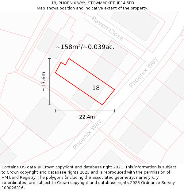 18, PHOENIX WAY, STOWMARKET, IP14 5FB: Plot and title map