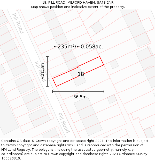 18, PILL ROAD, MILFORD HAVEN, SA73 2NR: Plot and title map