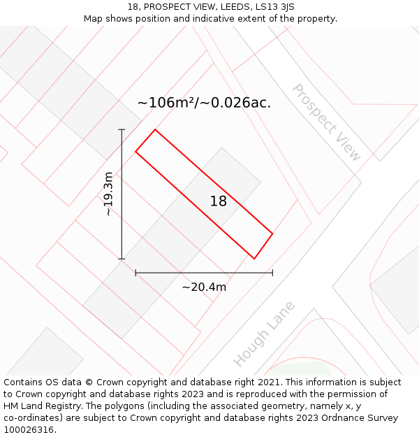 18, PROSPECT VIEW, LEEDS, LS13 3JS: Plot and title map