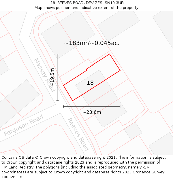 18, REEVES ROAD, DEVIZES, SN10 3UB: Plot and title map