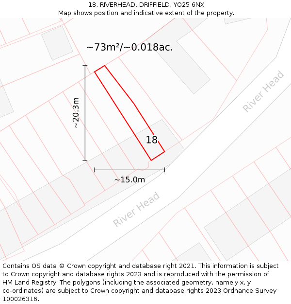 18, RIVERHEAD, DRIFFIELD, YO25 6NX: Plot and title map