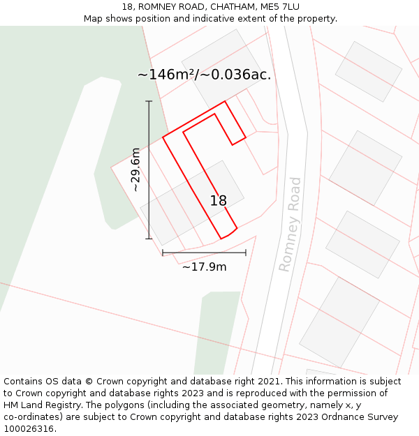 18, ROMNEY ROAD, CHATHAM, ME5 7LU: Plot and title map