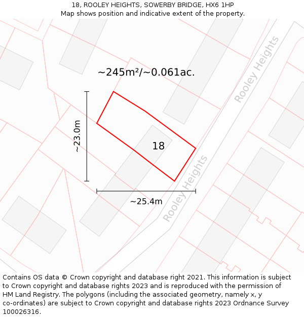 18, ROOLEY HEIGHTS, SOWERBY BRIDGE, HX6 1HP: Plot and title map