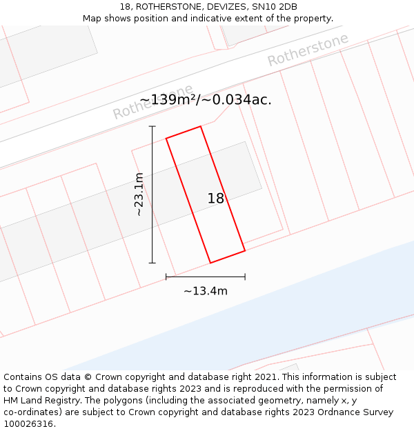 18, ROTHERSTONE, DEVIZES, SN10 2DB: Plot and title map