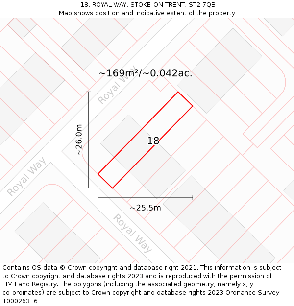 18, ROYAL WAY, STOKE-ON-TRENT, ST2 7QB: Plot and title map
