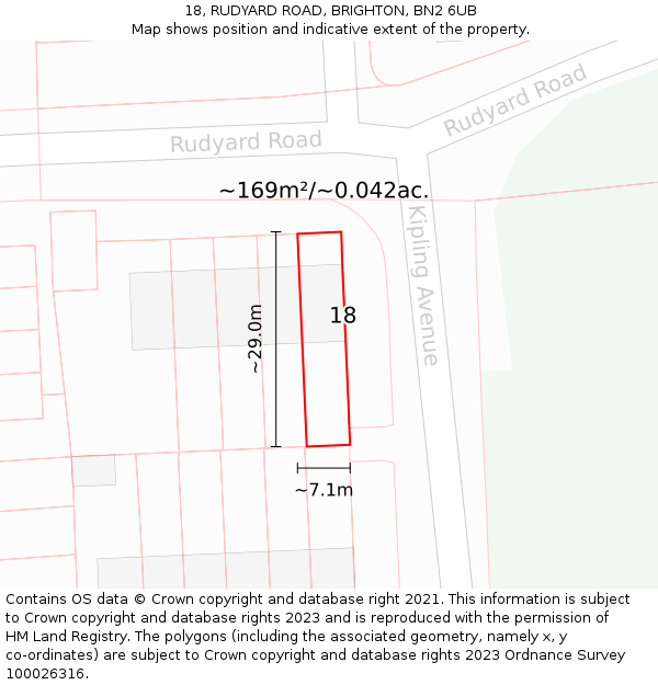 18, RUDYARD ROAD, BRIGHTON, BN2 6UB: Plot and title map