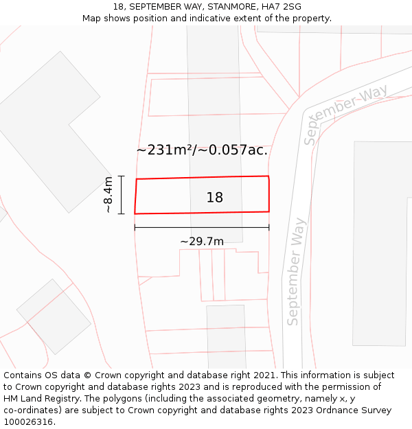 18, SEPTEMBER WAY, STANMORE, HA7 2SG: Plot and title map