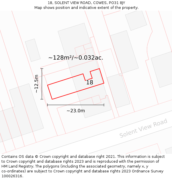 18, SOLENT VIEW ROAD, COWES, PO31 8JY: Plot and title map