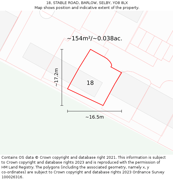 18, STABLE ROAD, BARLOW, SELBY, YO8 8LX: Plot and title map