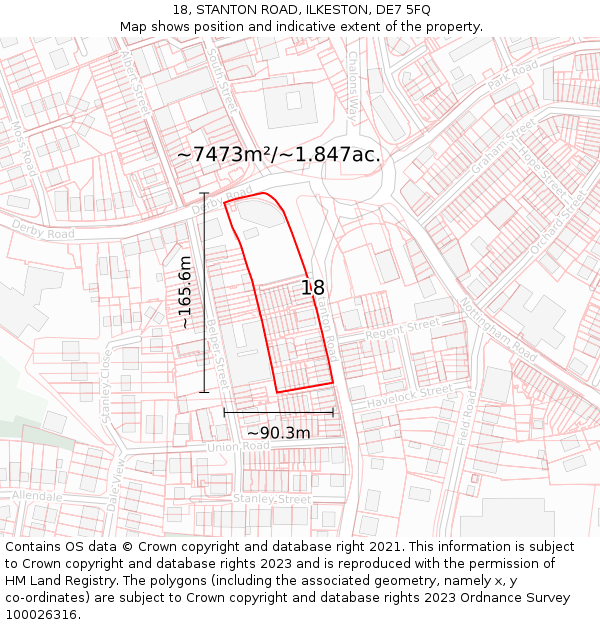 18, STANTON ROAD, ILKESTON, DE7 5FQ: Plot and title map