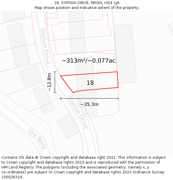 18, STATION DRIVE, RIPON, HG4 1JA: Plot and title map