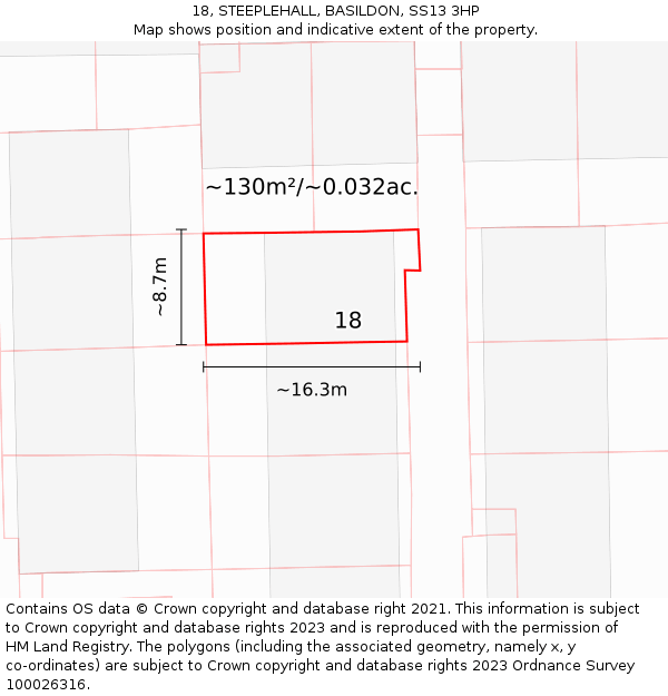 18, STEEPLEHALL, BASILDON, SS13 3HP: Plot and title map