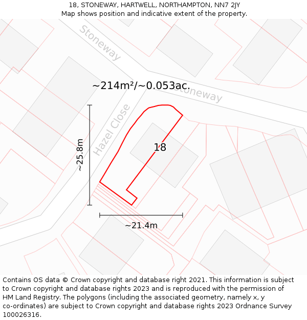 18, STONEWAY, HARTWELL, NORTHAMPTON, NN7 2JY: Plot and title map