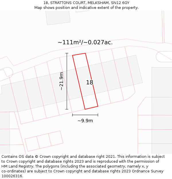 18, STRATTONS COURT, MELKSHAM, SN12 6GY: Plot and title map