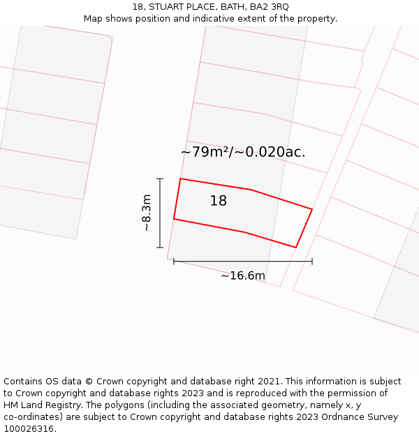 18, STUART PLACE, BATH, BA2 3RQ: Plot and title map