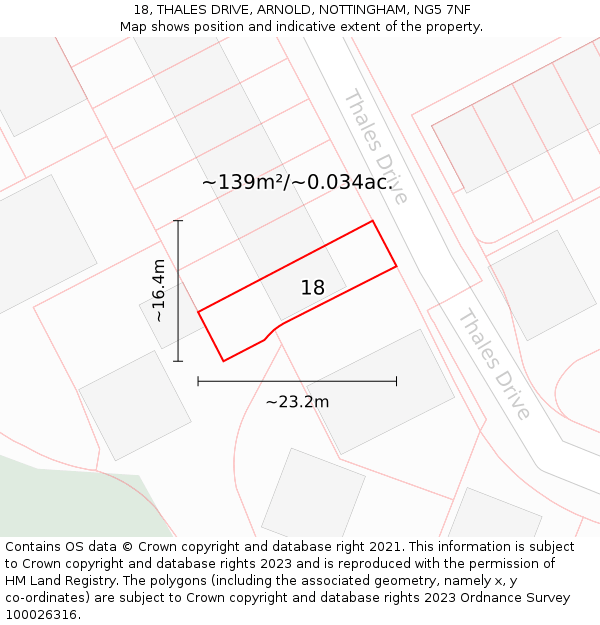 18, THALES DRIVE, ARNOLD, NOTTINGHAM, NG5 7NF: Plot and title map
