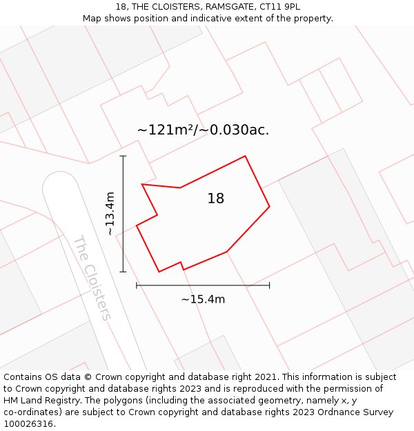 18, THE CLOISTERS, RAMSGATE, CT11 9PL: Plot and title map