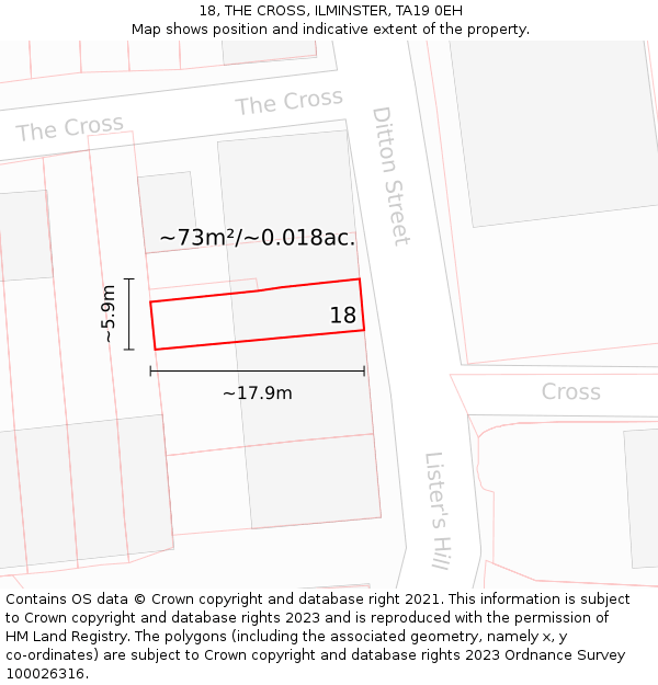 18, THE CROSS, ILMINSTER, TA19 0EH: Plot and title map