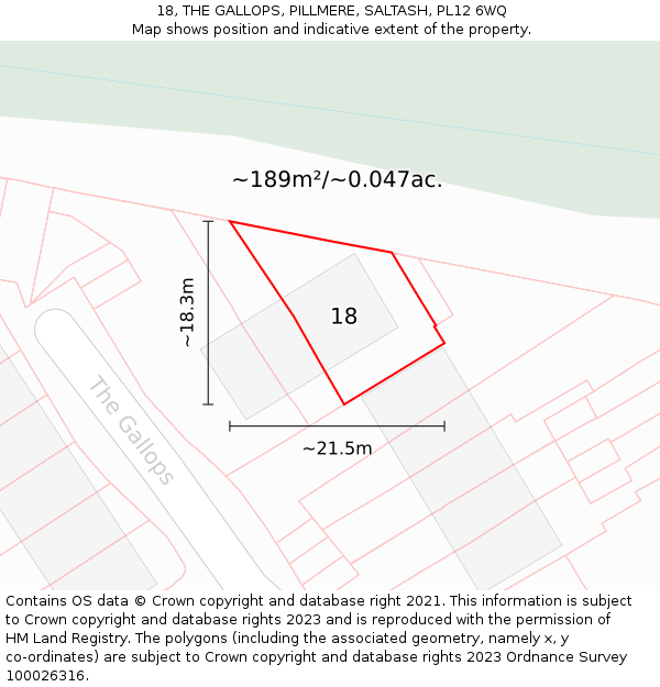 18, THE GALLOPS, PILLMERE, SALTASH, PL12 6WQ: Plot and title map
