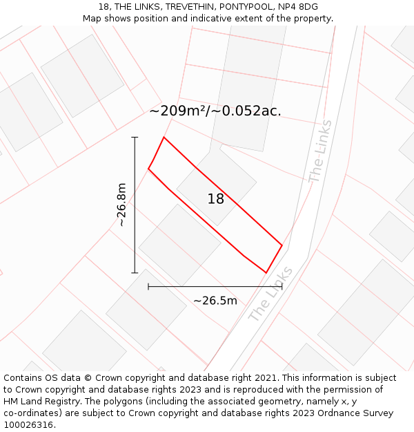 18, THE LINKS, TREVETHIN, PONTYPOOL, NP4 8DG: Plot and title map