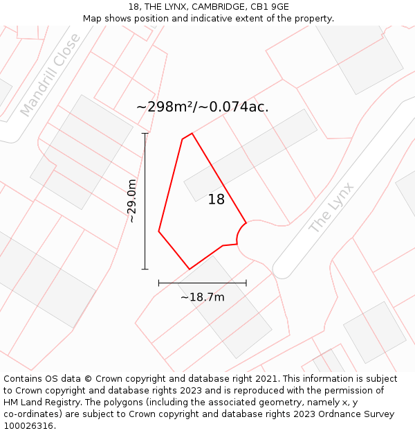 18, THE LYNX, CAMBRIDGE, CB1 9GE: Plot and title map