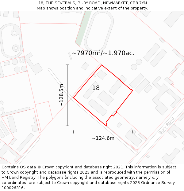 18, THE SEVERALS, BURY ROAD, NEWMARKET, CB8 7YN: Plot and title map
