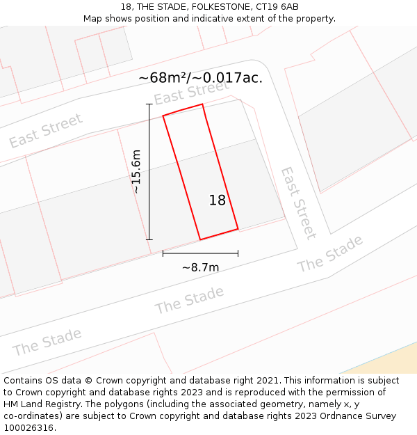 18, THE STADE, FOLKESTONE, CT19 6AB: Plot and title map
