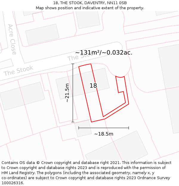 18, THE STOOK, DAVENTRY, NN11 0SB: Plot and title map