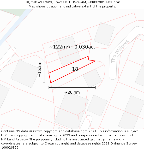 18, THE WILLOWS, LOWER BULLINGHAM, HEREFORD, HR2 6DP: Plot and title map