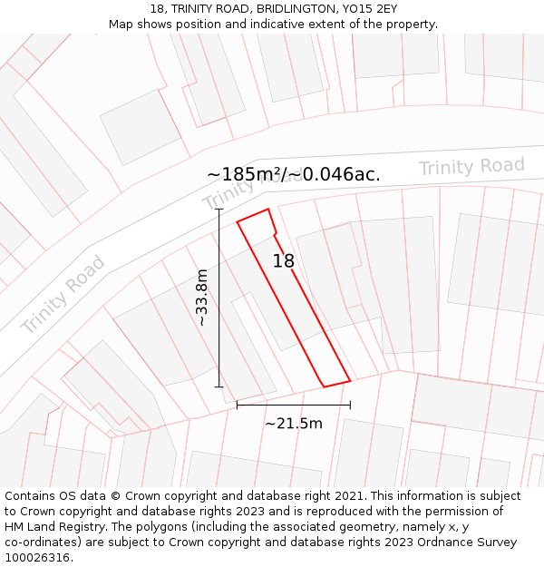 18, TRINITY ROAD, BRIDLINGTON, YO15 2EY: Plot and title map