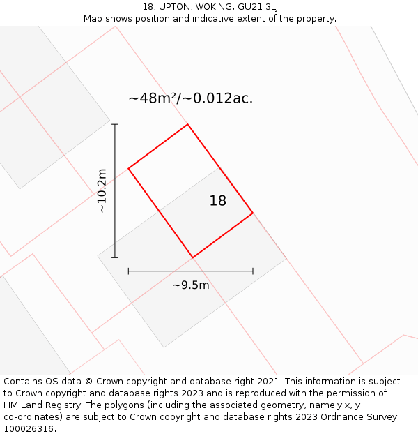 18, UPTON, WOKING, GU21 3LJ: Plot and title map