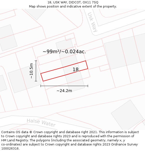 18, USK WAY, DIDCOT, OX11 7SQ: Plot and title map