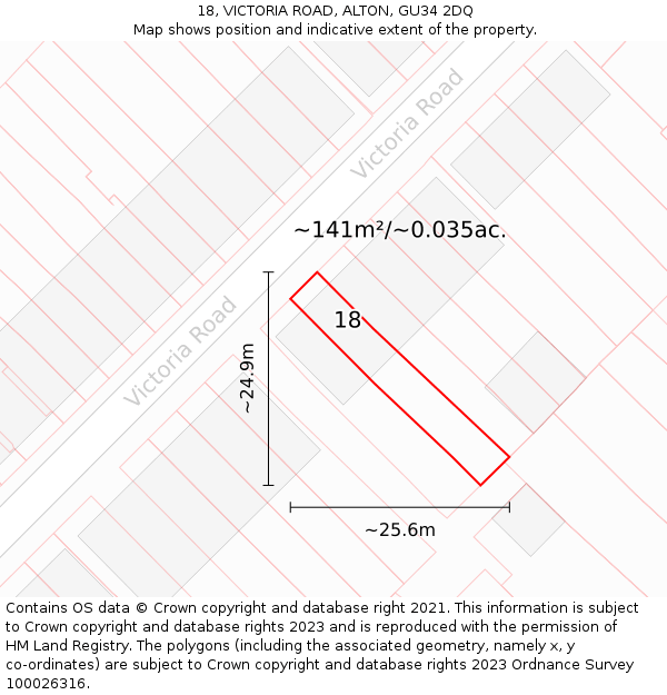 18, VICTORIA ROAD, ALTON, GU34 2DQ: Plot and title map