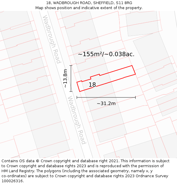 18, WADBROUGH ROAD, SHEFFIELD, S11 8RG: Plot and title map