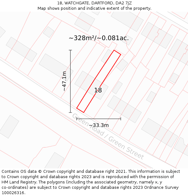 18, WATCHGATE, DARTFORD, DA2 7JZ: Plot and title map