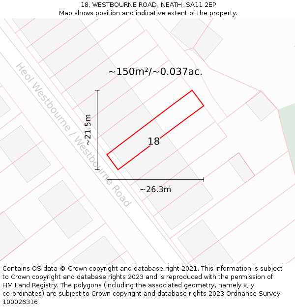 18, WESTBOURNE ROAD, NEATH, SA11 2EP: Plot and title map