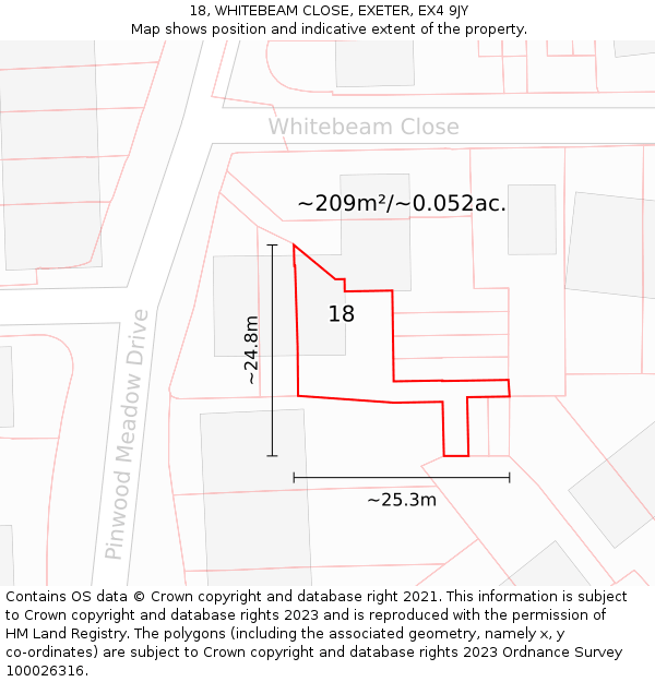 18, WHITEBEAM CLOSE, EXETER, EX4 9JY: Plot and title map
