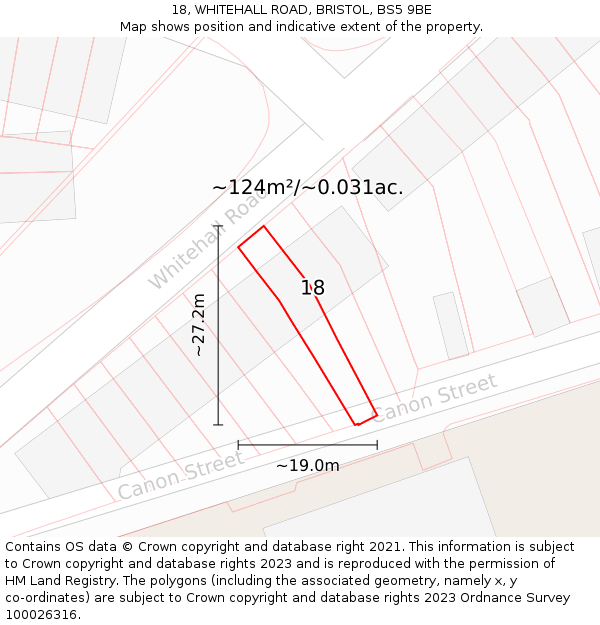 18, WHITEHALL ROAD, BRISTOL, BS5 9BE: Plot and title map