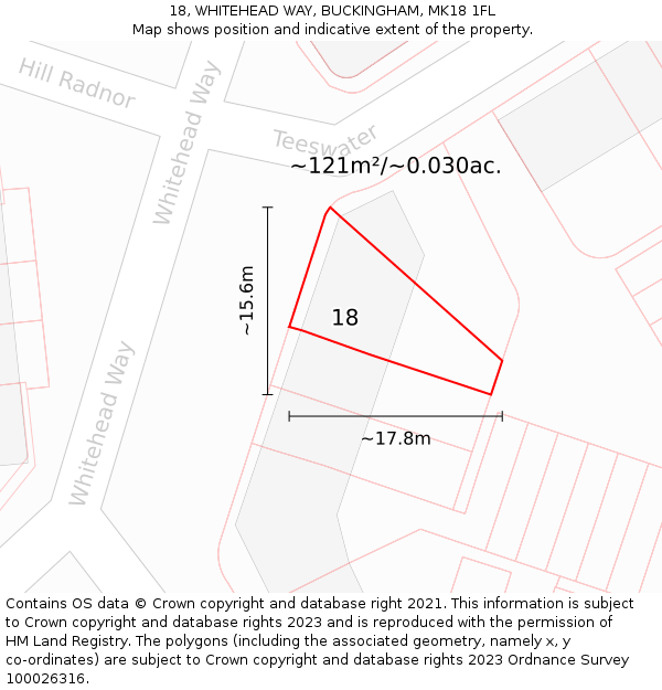 18, WHITEHEAD WAY, BUCKINGHAM, MK18 1FL: Plot and title map