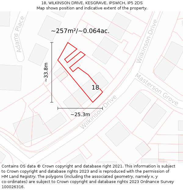 18, WILKINSON DRIVE, KESGRAVE, IPSWICH, IP5 2DS: Plot and title map