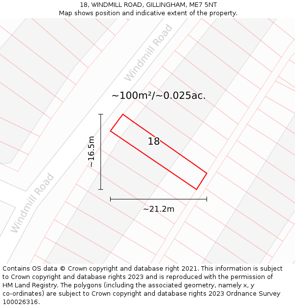 18, WINDMILL ROAD, GILLINGHAM, ME7 5NT: Plot and title map