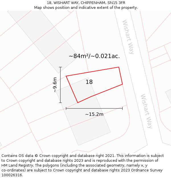18, WISHART WAY, CHIPPENHAM, SN15 3FR: Plot and title map