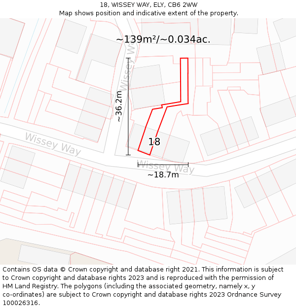 18, WISSEY WAY, ELY, CB6 2WW: Plot and title map