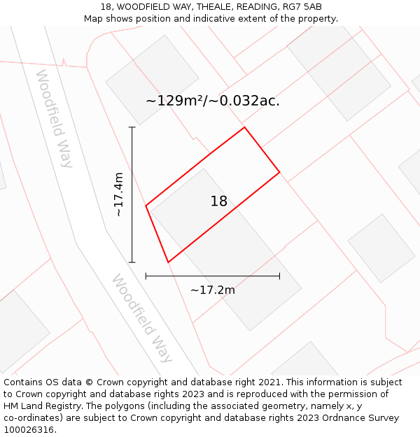 18, WOODFIELD WAY, THEALE, READING, RG7 5AB: Plot and title map
