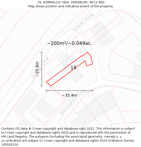 18, WORMALDS VIEW, DEWSBURY, WF12 9RD: Plot and title map