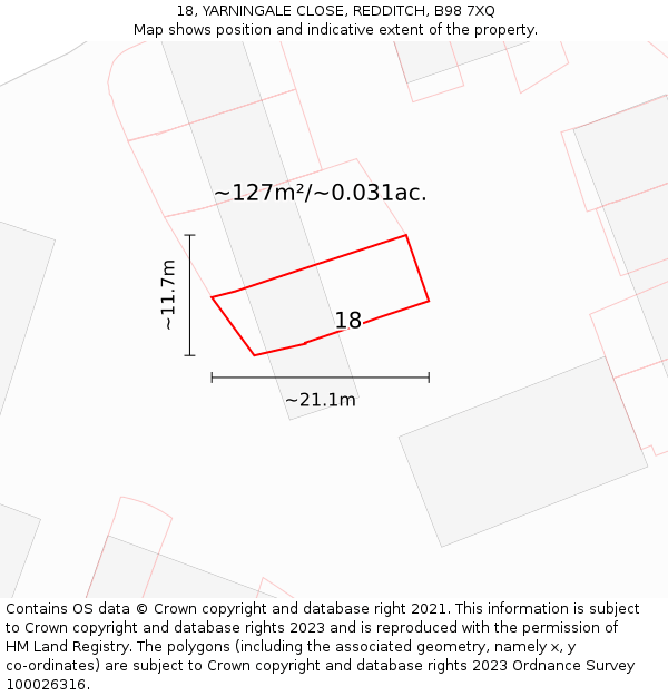 18, YARNINGALE CLOSE, REDDITCH, B98 7XQ: Plot and title map